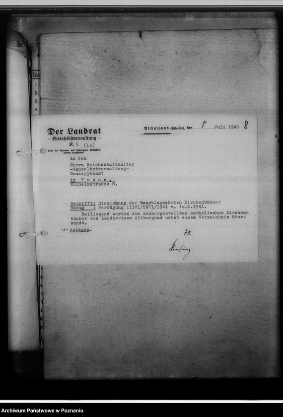 Obraz 12 z jednostki "[Wykaz ksiąg urodzeń, małżeństw i zgonów przejętych z parafii katolickich z powiatu szubińskiego]"