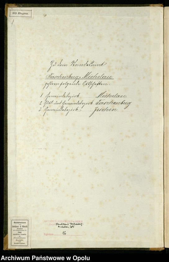 Obraz z jednostki "Geburts-Neben-Register Standes-Amt Taschenberg-Michelau 1889"
