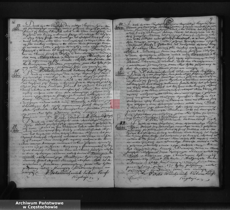 Obraz 16 z jednostki "Księga duplikat [akt] urodzonych, zaślubionych i zmarłych Parafii Przystajń w w okręgu częstochowskim, dekanacie krzepickim z roku 1854"