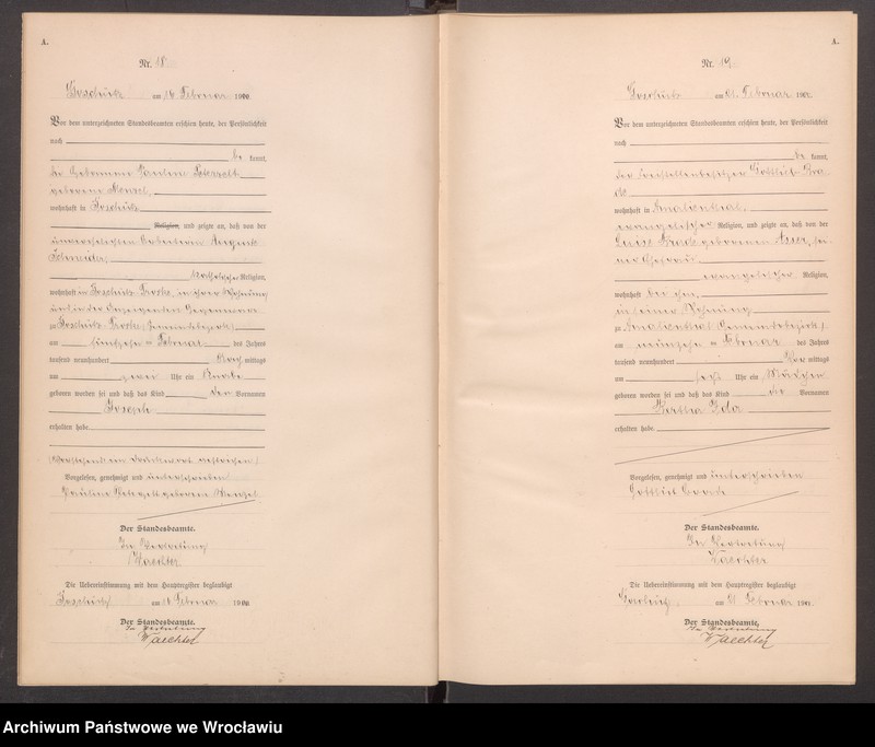 image.from.unit.number "księga urodzeń Urzędu Stanu Cywilnego w Goszczu (Goschütz) 1900"