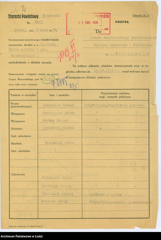 Obraz 5 z jednostki "Związek Rzemieślników Żydów m. Kutna i powiatu kutnowskiego"