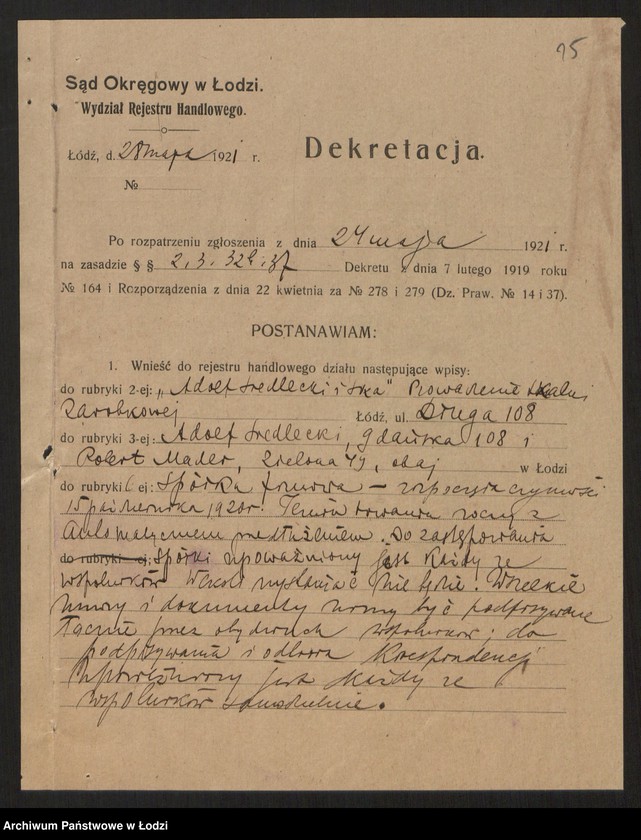 Obraz 17 z jednostki "Adolf Siedlecki, Robert Mader - Adolf Siedlecki i S-ka- prowadzenie tkalni zarobkowej"