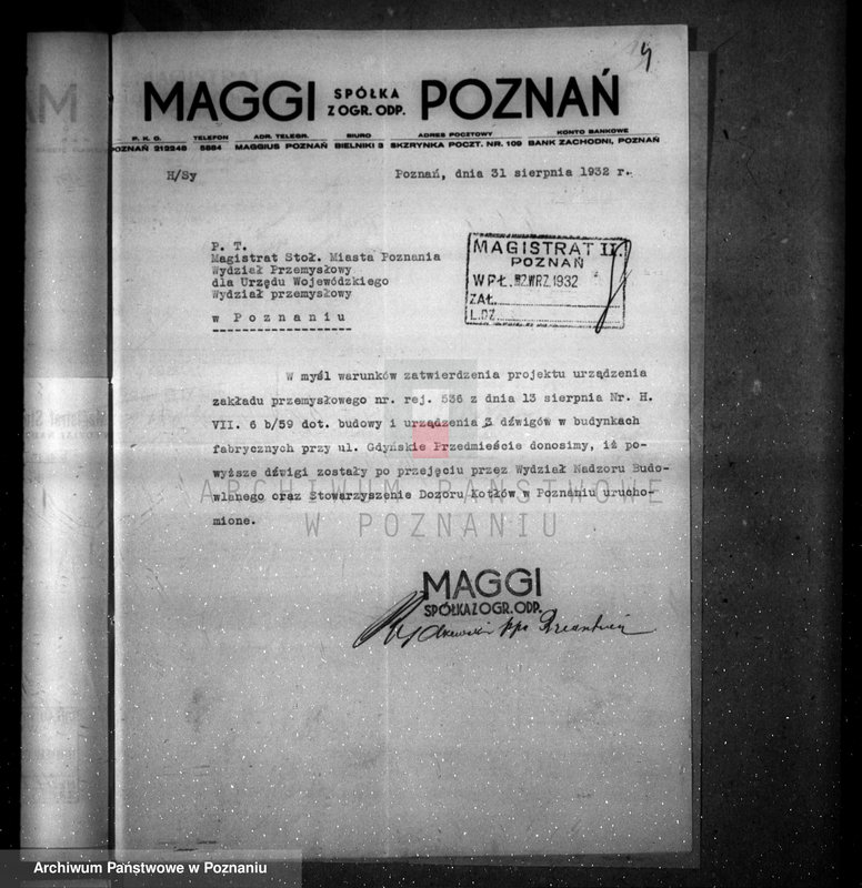 Obraz 9 z jednostki "Zatwierdzenie projektu firmy "Maggi" Spółka z o. o. w Poznaniu nr 536"