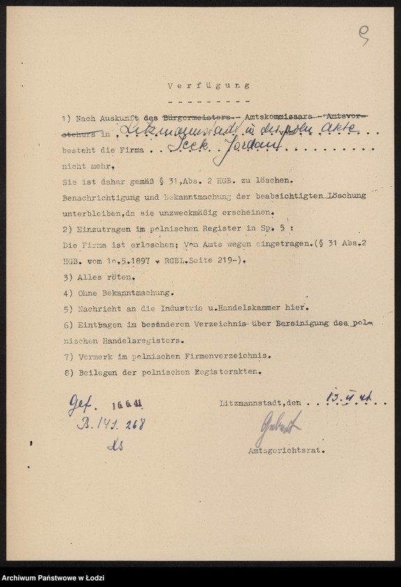 Obraz 11 z jednostki "Icek Jordan- prowadzenie zakładu zegarmistrzowskiego"