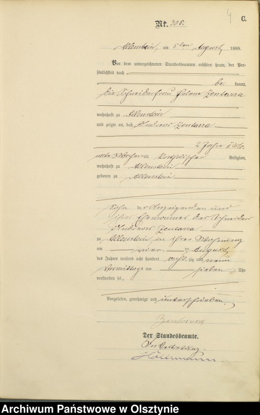 image.from.unit.number "Sterbe-=Haupt-Register Tom II,Nr 303 - 470"