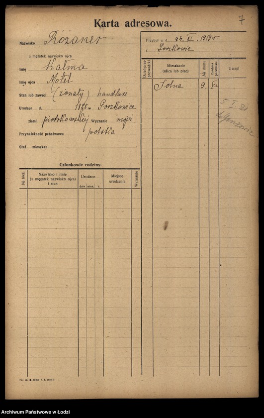 Obraz 9 z jednostki "[Spis ludności Łodzi] Rożana-Różyński"