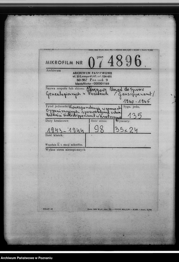 Obraz 2 z jednostki "[Korespondencja w sprawach organizacyjnych, sprawozdanie z działalności Kreissippenamt w Krotoszynie]"