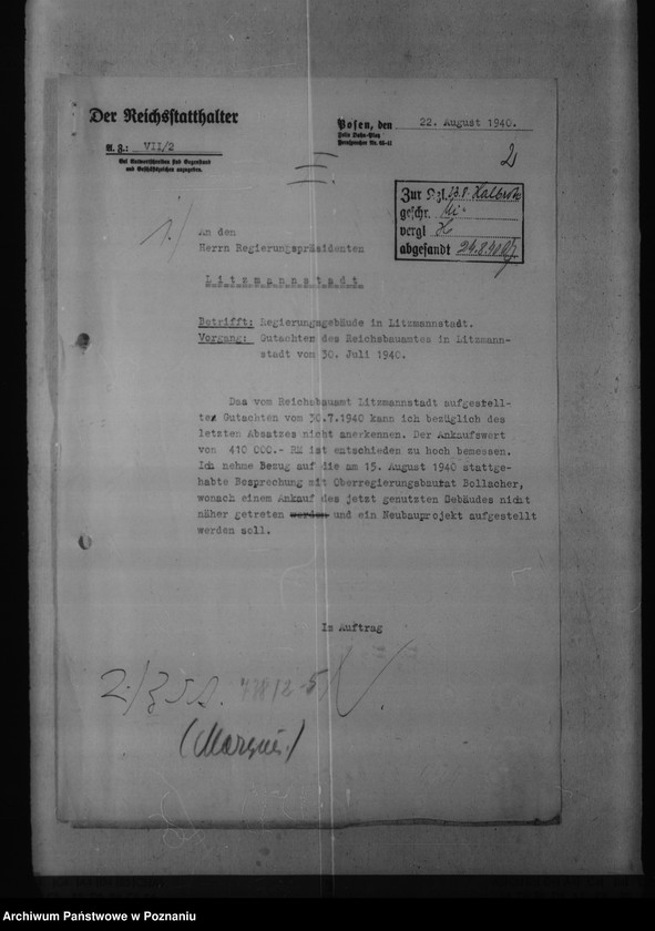 Obraz 11 z jednostki "Regierungsgebäude in Litzmannstadt - Łódź"