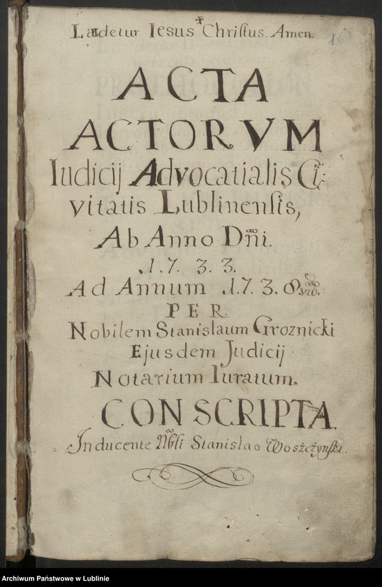 image.from.unit.number "Prothocollon inscriptionum, donationum, intromissionum, manifestationum, oblatarum aliorumque officiosorum actuum iudicii advocatialis civilis Lublinensis"