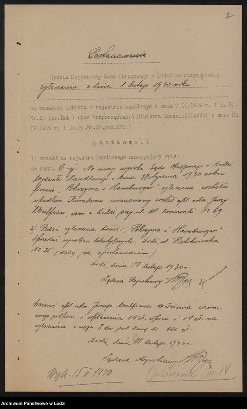 Obraz 9 z jednostki "Gerszon Pokrzywa, Berek Hamburger- sprzedaż wyrobów tekstylnych"