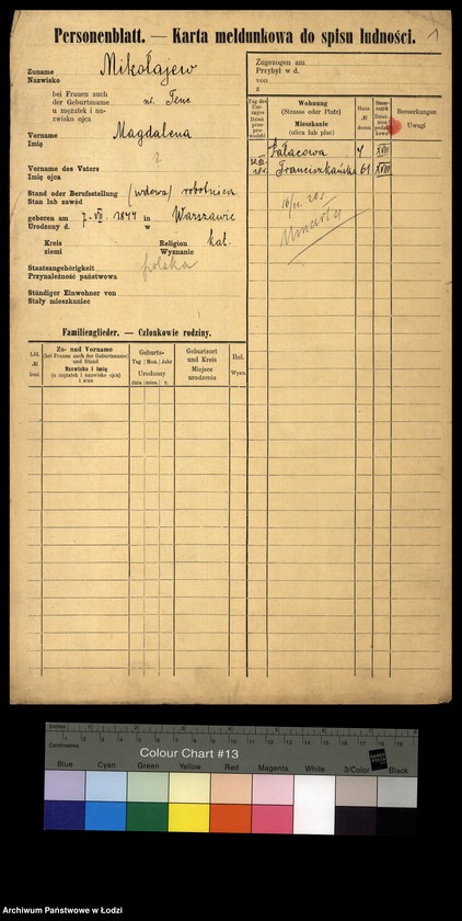 Obraz 3 z jednostki "[Spis ludności Łodzi] Mikołajew - Milchteich"