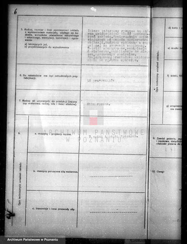 Obraz 10 z jednostki "Zatwierdzenie zakładu przemysłowego /wytwórni galanterii celuloidowej/ Mańkowskiej Reginy w Poznaniu"