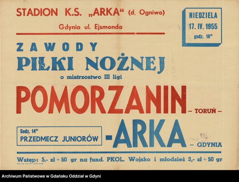 Obraz 5 z kolekcji "Afisze i plakaty wydarzeń sportowych organizowanych w Gdyni w latach 50. i 60. XX w.111"