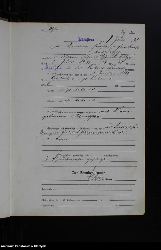 image.from.unit.number "Sterbe-Haupt-Register Tom II, Nr 382-739"