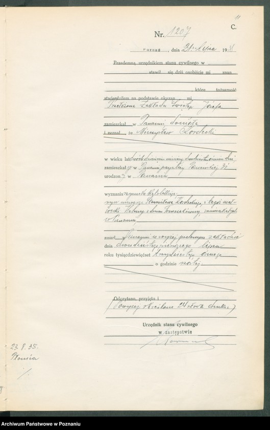 Obraz 13 z jednostki "Księga miejscowa zgonów tom III [Rejestr główny zgonów]"