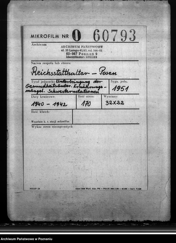 Obraz 2 z jednostki "Unterbringung der Gesundheitsämter. Ernährungsmängel. Schwesternstationen"