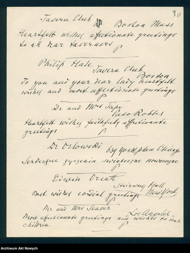 image.from.unit.number "Różne osoby - telegramy z życzeniami świątecznymi, imieninowymi, podziękowaniami; spis nazwisk adresatów"