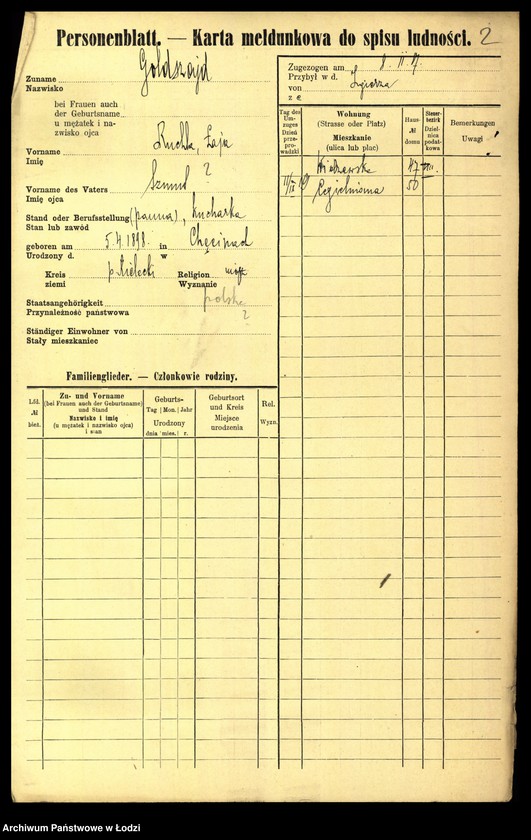 Obraz 4 z jednostki "[Spis ludności Łodzi] Goldszajd - Goldstein"