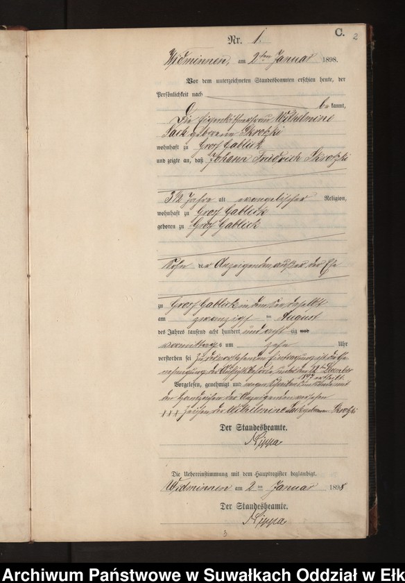 image.from.unit.number "Sterbe-Neben-Register des Preussischen Standes-Amtes Widminnen Kreis Loetzen"