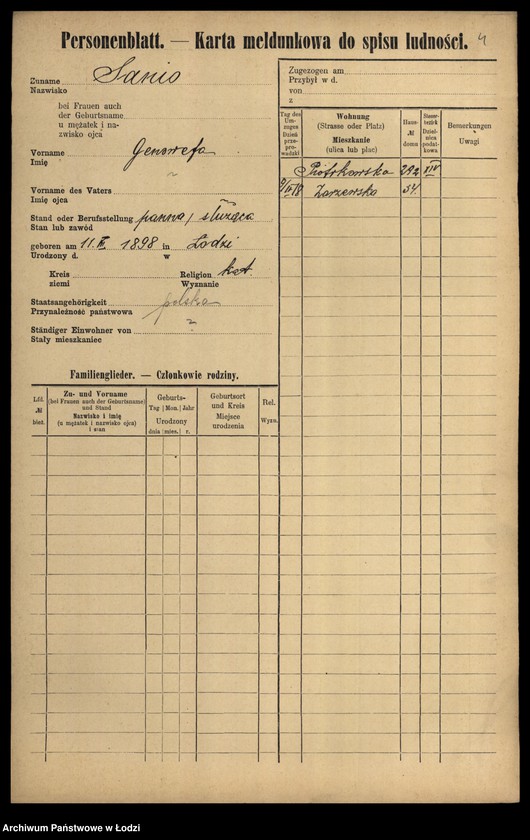 Obraz 6 z jednostki "[Spis ludności Łodzi] Samina-Sasin"