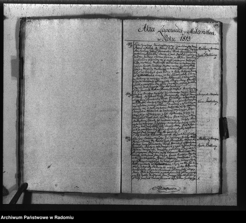 image.from.unit.number "Księga urzędnika stanu cywilnego parafii y miasta Głowaczewa do zapisywania wszelkich aktów na rok 1813"