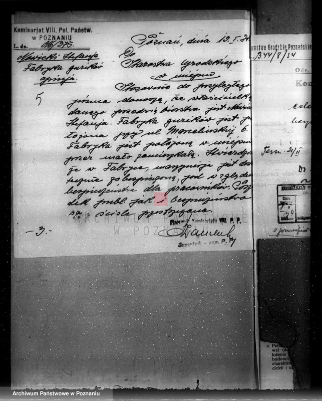 Obraz 9 z jednostki "Zatwierdzenie zakładu przemysłowego /wytwórni guzików/ St. Nowickiej w Poznaniu"