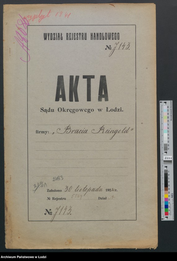 Obraz 2 z jednostki "Bracia Reingold- handel przędzą i manufakturą"