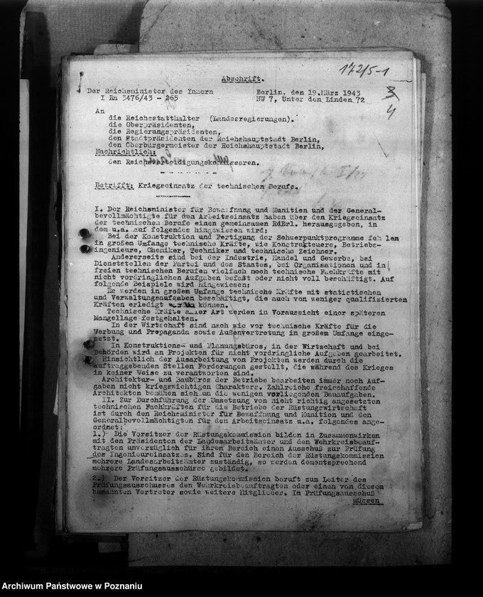 Obraz 8 z jednostki "Überprüfung des Personaleinsatzes. Ernennungen von gefallenen und vermissten Stalingradskämpfer"