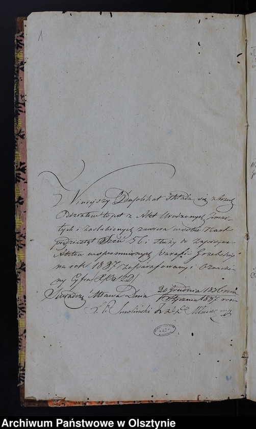 image.from.unit.number "Parafija Grzebska Duplikat Akta Urodzenia, Zeyścia, Zaślubień z Roku 1837-go"