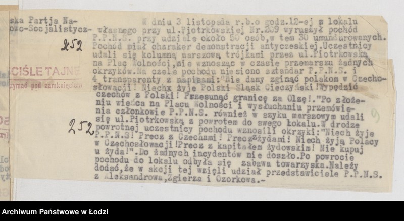 Obraz 13 z jednostki "Wycinki z meldunków doraźnych różnych polskich organizacji politycznych [prawicowych i narodowo-socjalistycznych]"