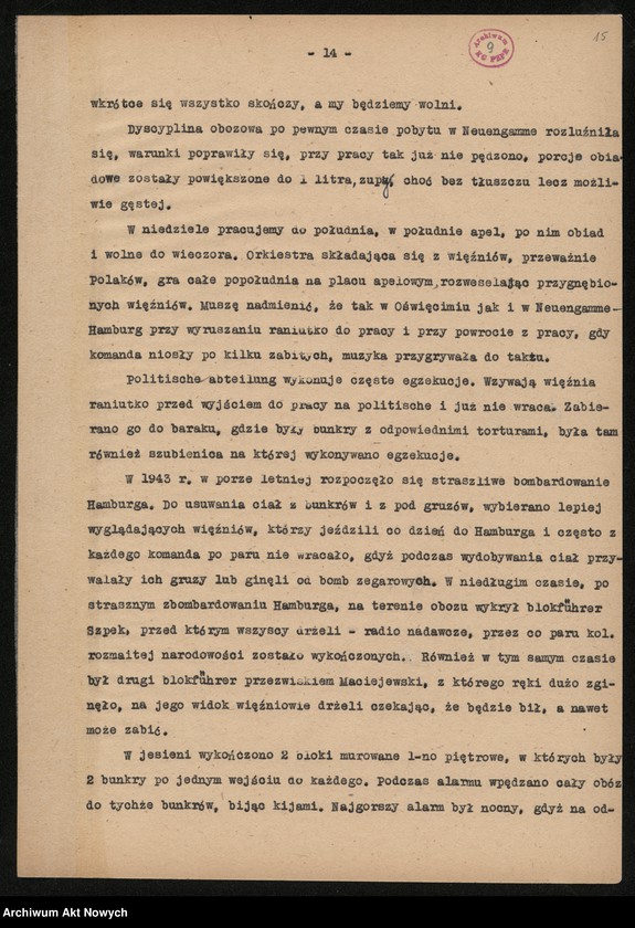 image.from.unit.number "Wspomnienia więźniów:  Kania Roman /Buchenwald/, Karcz Jan /więzienie na Montelupich w Krakowie, Oświęcim, Neuengamne-Hamburg/, Kwapiniewicz Romuald /Pawiak-Majdanek, Buchenwald, Flosburg/, Marcinkiewicz Józef /Balsen/, Leja Józef /Majdanek, Dachau/ Pluciński Stefan /Oświęcim/, Rajzman Samuel /Ghetto w Warszawie, Treblinka/, Ryś K. M. /Majdanek/."
