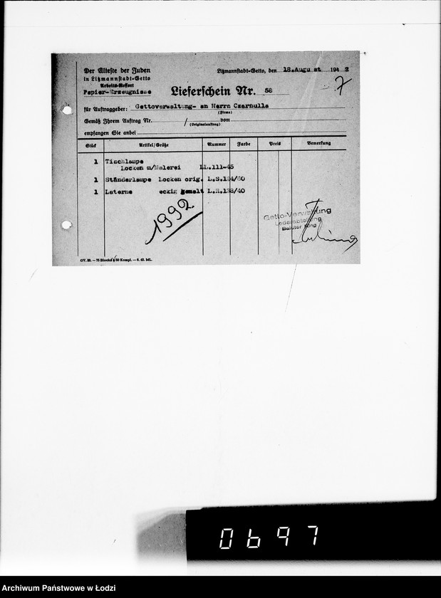 Obraz 11 z jednostki "Lampenschirme. [Dostawa dla firmy Ferro-Elektrikum]"