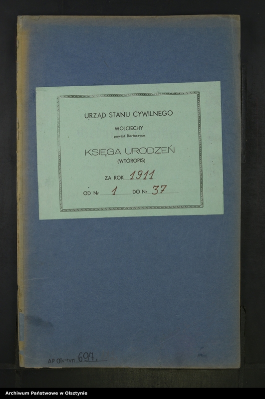 image.from.unit.number "Geburts-Neben-Register Nr 1 - 37 [ Księga urodzeń - wtóropis ]"