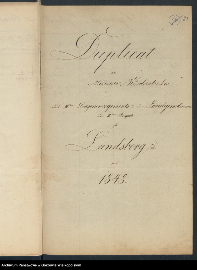 image.from.unit.number "Duplikate des Militär-Kirchenbuches zu Landsberg an der Warthe (dotyczy 3 und 4 Eskadron des König. 3 Dragoner Regiment, 3 Bataillon des 8 Landwehrregiment, III Dragonerregiment und der Landgensarmerie der III Brigade, 2 Königl. Dragonerregiment"