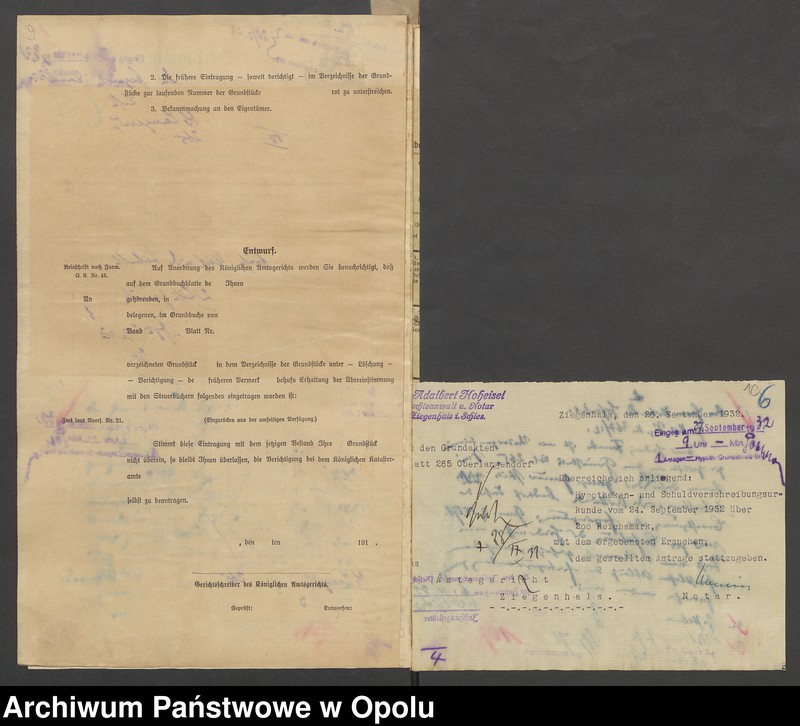 image.from.unit.number "Grundakten für Band VII Blatt 265 des Grundbuchs von Oberlangendorf Eigentümer Albert und Hedwig geboren Schope Rothersche Eheleute, Franke Gregor Hedwig Franke Rother geboren Schöpe, Kirchner August."