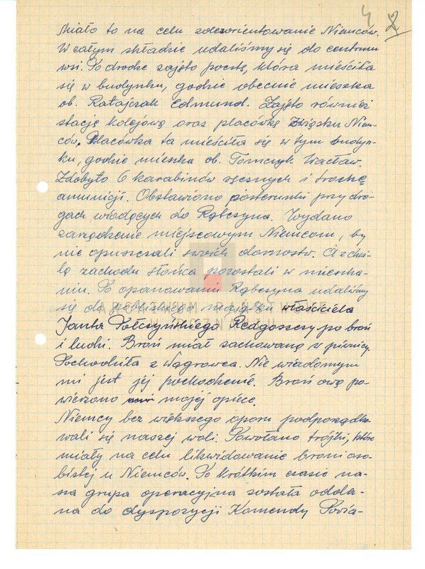Obraz 12 z jednostki "Relacje i wspomnienia dotyczące powstania wielkopolskiego: 1. Rąbczyn, powiat Wągrowiec, województwo poznańskie, 2. Rogoźno, powiat Oborniki, województwo poznańskie, 3. Romanowo, powiat Czarnków, województwo poznańskie, 4. Roszki, powiat Krotoszyn, województwo poznańskie."