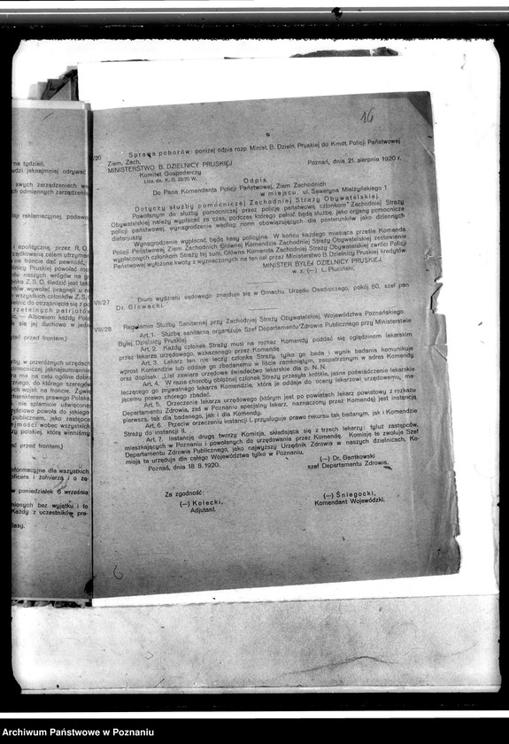 Obraz 20 z jednostki "Rozkazy Komendy Wojewódzkiej, Komendy Głównej. Rozkazy Dzielnicy i raporty kompanii. Rozkazy specjalne, tajne komendanta na województwo Poznań oraz meldunki o stanie ilościowym broni i amunicji. Sprawy dyscyplinarne, grzywny i kary. ...Korespondencja Komendy Powiatowej Zachodniej Straży Obywatelskiej w Międzychodzie"