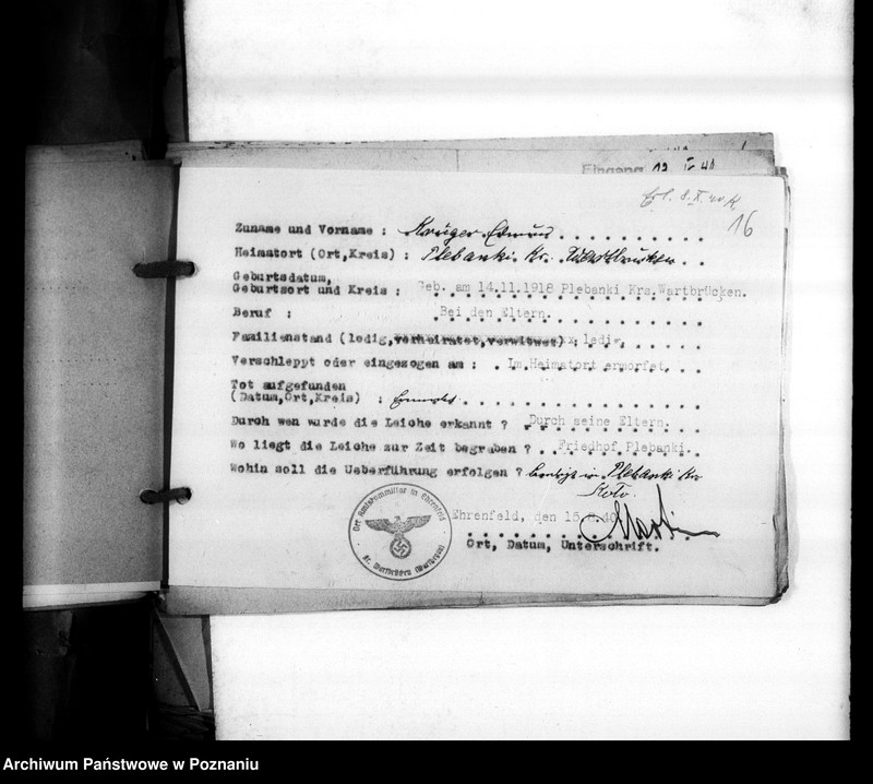 Obraz 20 z jednostki "Wykazy miejscowych Niemców, którzy zginęli w 1939 roku"