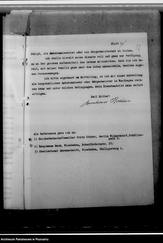 Obraz 16 z jednostki "Strengert, Rudolf und Rodius, Bernhard - Bewerbung als Amtskommissar"