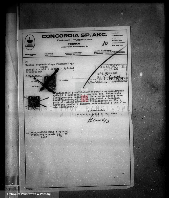 Obraz 14 z jednostki "Zatwierdzenie zakładu przemysłowego /drukarni "Concordia"/ w Poznaniu"