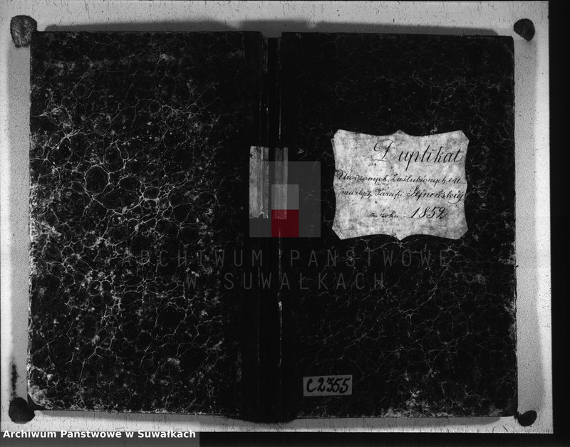 image.from.unit.number "Duplikat urodzonych, zaślubionych i umarłych parafii sejneńskiej z roku 1852"