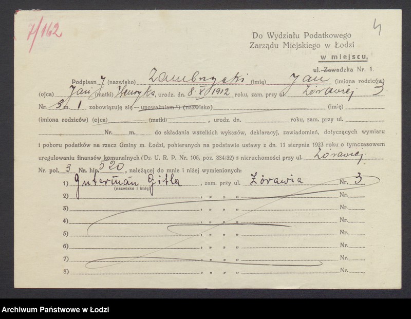 image.from.unit.number "Księga inwentarzowa nieruchomości m. Łodzi ul. Żurawia"