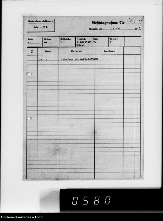 Obraz 6 z jednostki "Kripo. Kartei-Karten Beschlagnahme Nr.968-1397"
