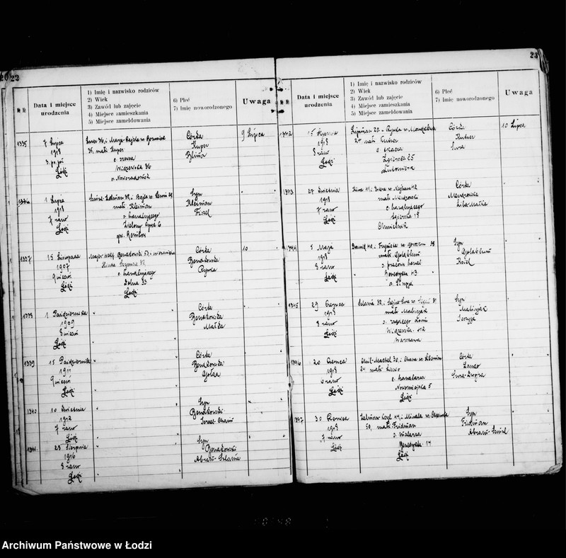 Obraz 16 z jednostki "[Ksiega urodzeń]"