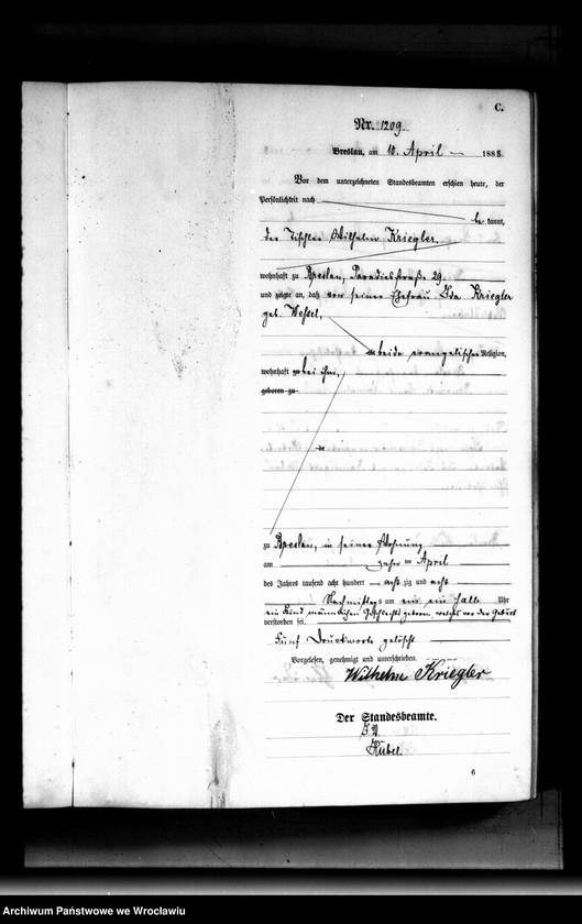 image.from.unit.number "Sterbe-Haupt-Register Breslau II 1888 Band 4"