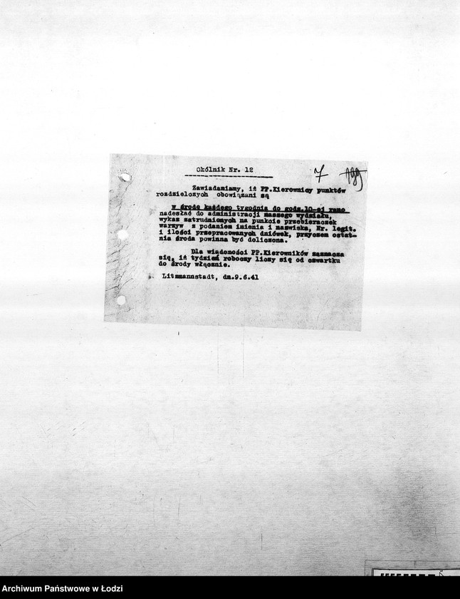 Obraz 10 z jednostki "[Okólniki różnych wydziałów i oddziałów (warzyw, kart, kuchni, mleczarni itd.) przesyłane do PSŻ]"