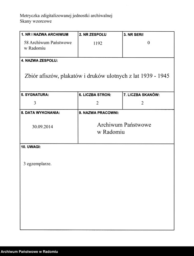 Obraz 1 z jednostki "Proklamacja Gubernatora Generalnego (przy objęciu władzy w Generalnym Gubernatorstwie). Podpisano: Gubernator Generalny dla zajętych polskich obsza Frank"