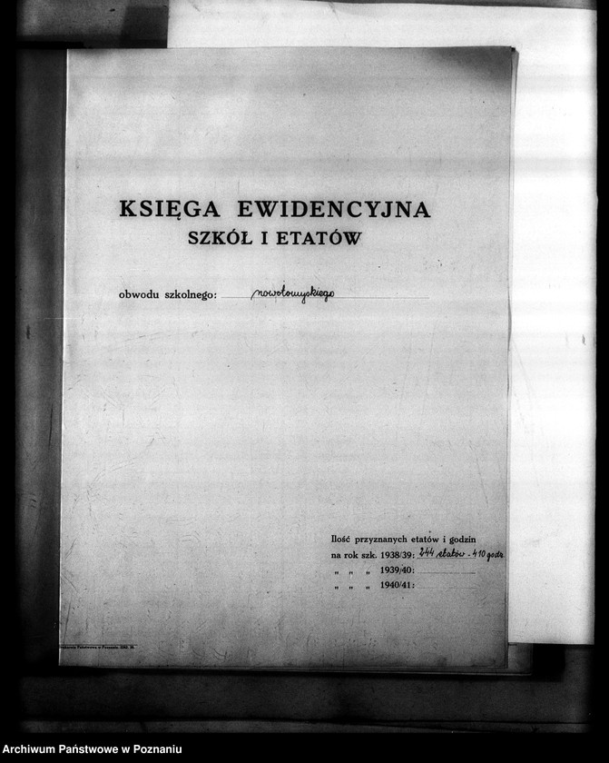 Obraz 5 z jednostki "Księga ewidencyjna szkół i etatów powiatu nowotomyskiego"