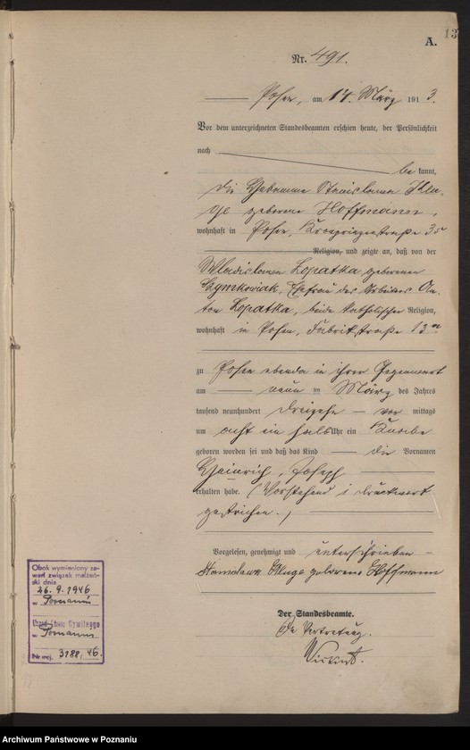 Obraz 15 z jednostki "Księga miejscowa urodzeń tom II [Rejestr główny urodzeń]"