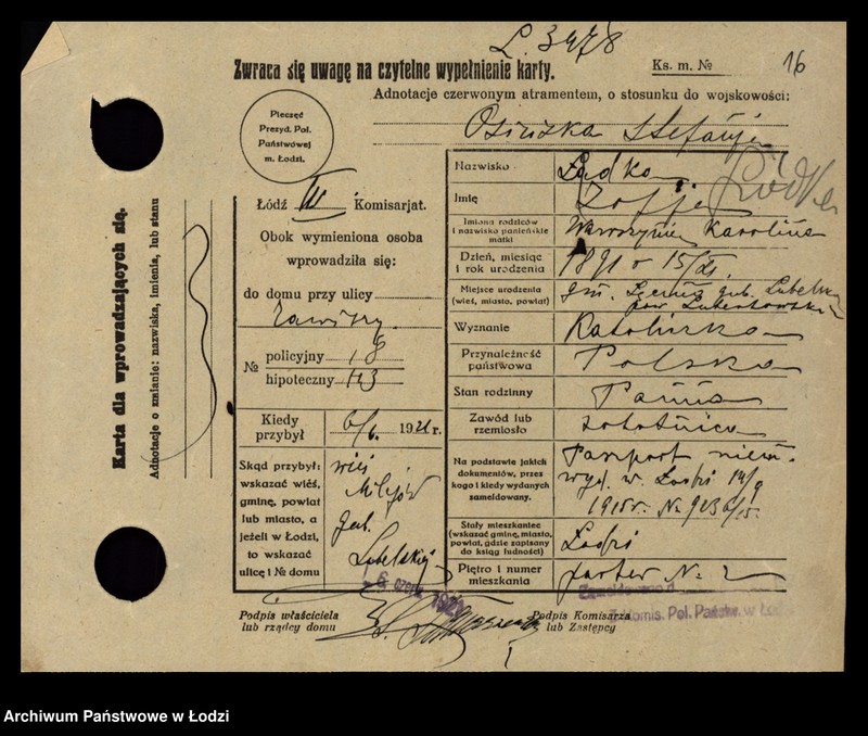 Obraz 18 z jednostki "[Spis ludności Łodzi] Luda - Łukańska"